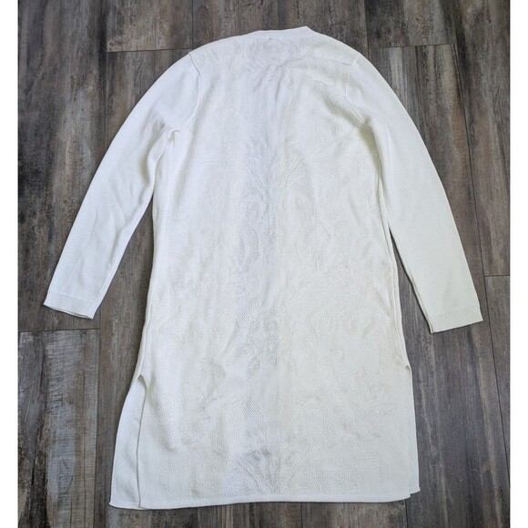 NWT Chico's Tonal Jacquard Cardigan Women's 4 Ivory Longline Open Front Textured - Picture 7 of 12